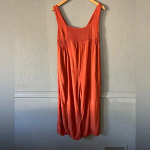 Mustard Seed | rust | smocked | cropped leg | romper | jumpsuit | L